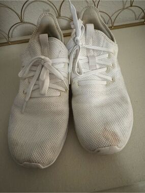 All-White Women’s Adidas Lightweight Knit Sneakers